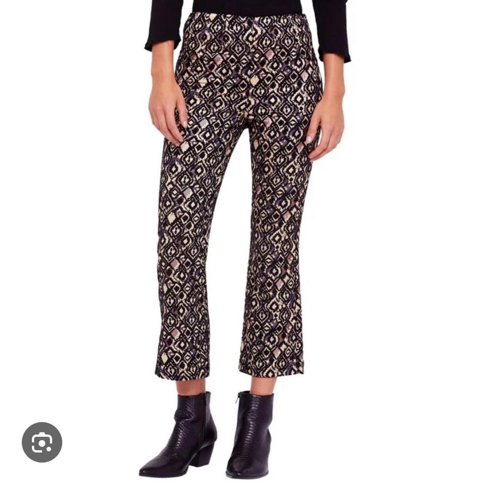 Free People Mod Cropped Kick Flare Pants Gold Black Metallic Velvet Luxury Large